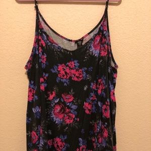 Torrid, size 5, rose print, spaghetti strap tank.
